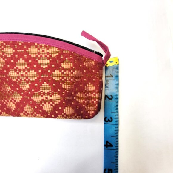 Red Songket Pouch Bag Purse Handmade Make Up Pouch bag or Pencil Pouch  - NEW - Picture 9 of 12